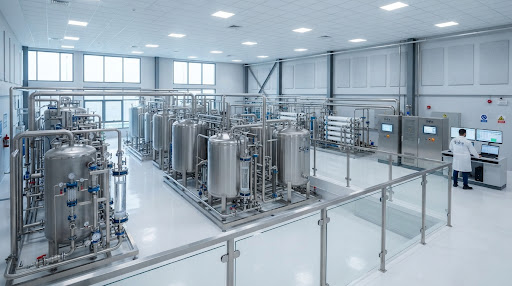 Inside the Sidra Water purification and bottling facility